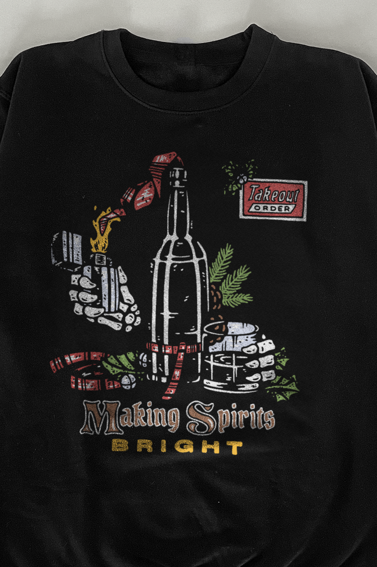 Making Spirits Bright Black Crewneck